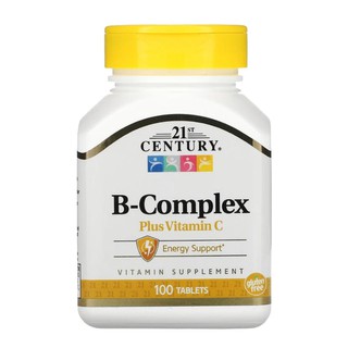 (ล็อตใหม่พร้อมส่ง) 21st Century, B Complex Plus Vitamin C, 100 เม็ด