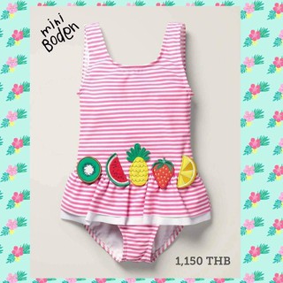 ชุดว่ายน้ำเด็ก จาก อังกฤษ Mini Boden Novelty Appliqué Swimsuit : Sweet Pink/ Ivory Fruit