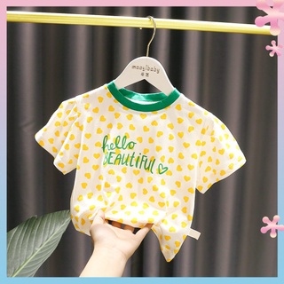 Girls summer clothes Sweet Peach heart thin breathable 8-year-old all-match casual middle and older childrens T-shirt womens infant summer clothes loose