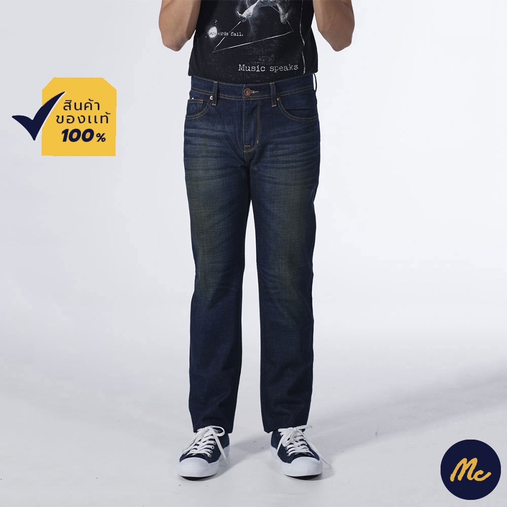 Mc JEANS กางเกงยีนส์ชาย กางเกงยีนส์ แม็ค แท้ ผู้ชาย กางเกงขายาว ทรงขาตรง ผ้ายีนส์สีเข้ม ทรงสวย คลาสสิค MBI6204
