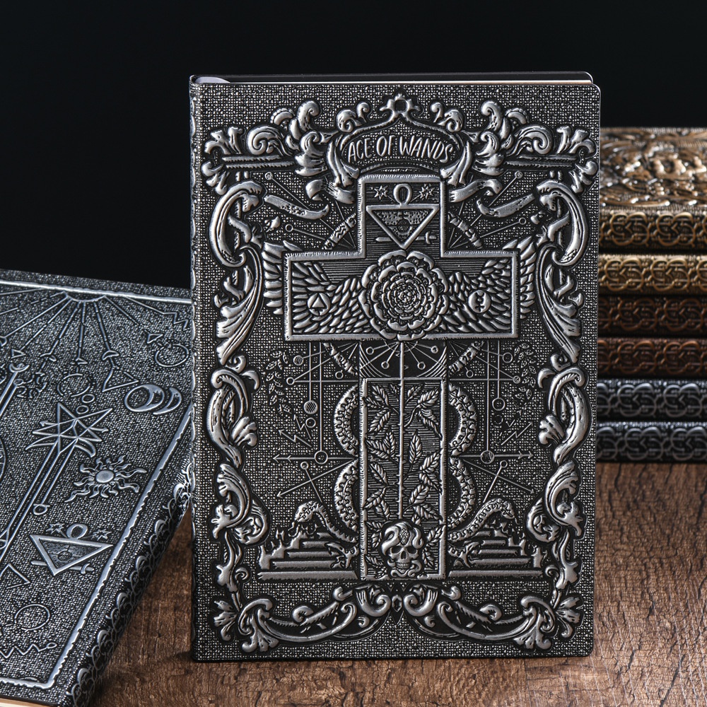 สไตล์โกธิค Ace of Wands นูน A5 โน๊ตบุ๊ค Vintage 3D นูน Journal ไดอารี่ของขวัญ Bible Book Retro Handcraft