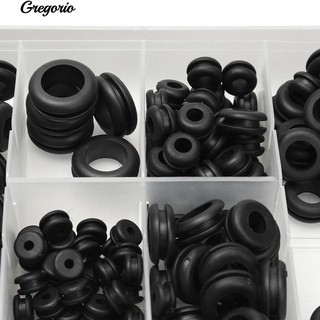 Gregorio ชุดปะเก็นยางสีดำจำนวน 180 ชิ้นซีรีส์ Grommets Assortment ชุดสายไฟชุดปะเก็น