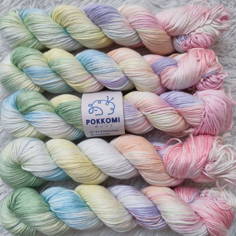 เส้นด้ายถัก Combed Cotton Ombre Hand Dyeing Sport Weight(Small Ply) "Rainbow Splash"