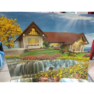 รูปภาพมงคล วิวบ้านสวย ตกแต่งบ้าน เสริมฮวงจุ้ย ขนาด15x20นิ้ว สีสด คมชัด ของขวัญ ของฝาก ที่ระลึก