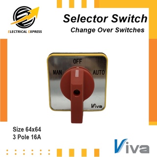 VIVA ซีเล็คเตอร์สวิตช์(Selector Switch) รุ่น Z16/3.64-AOM (MAN-OFF-AUTO)  3Pole 16A  ขนาด64x64 ไฟ220V/380V รับประกัน 1ปี