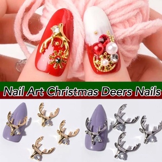 🎄โลหะแต่งเล็บ กวางแต่งเล็บ กวางเพชรสีทอง