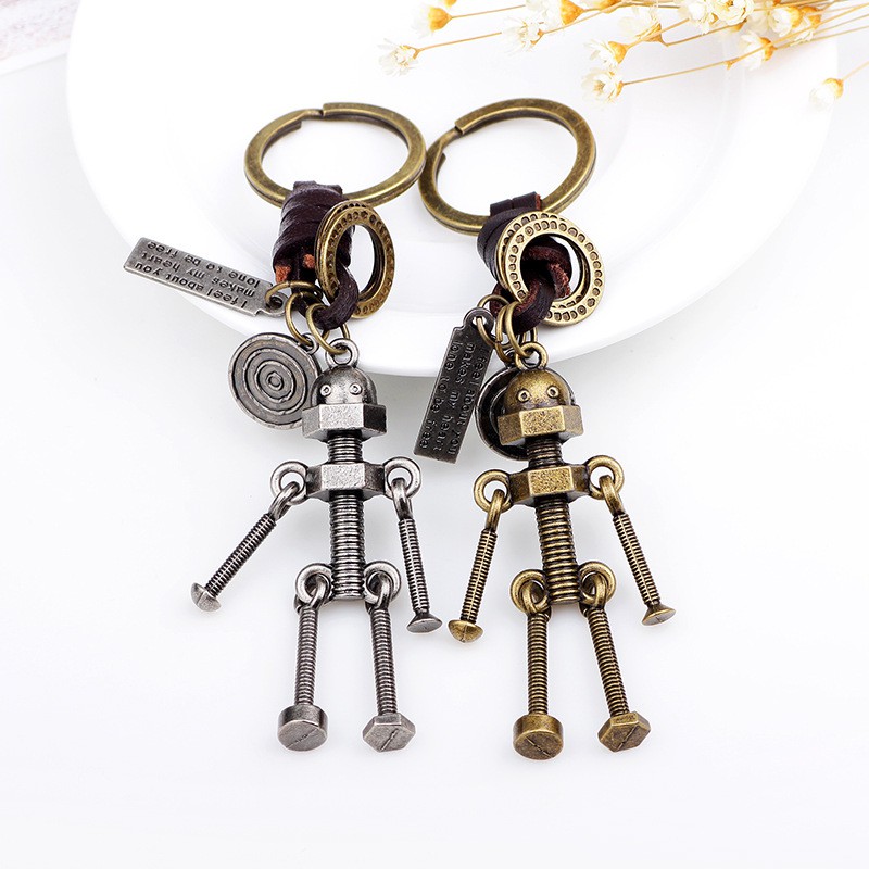 [Spot Jewelry] New Creative Woven Leather Cord Keychain Couple Keychain ...