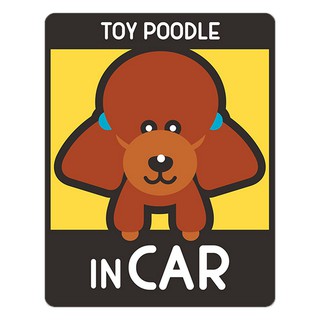 BOA378 สติกเกอร์ติดรถ Toy poodle in car สติ๊กเกอร์ติดรถสวยๆ