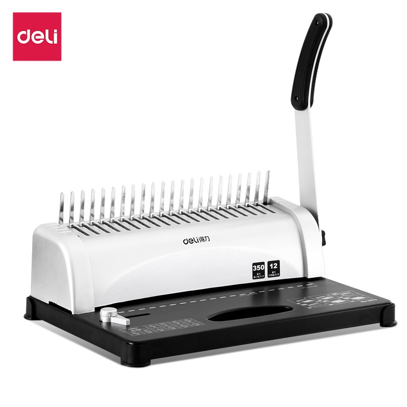 Deli เครื่องเข้าเล่ม เครื่องเข้าเล่มเอกสาร เจาะกระดาษ เข้าเล่มกระดูกงู เข้าเล่มสันห่วง Binding Machine