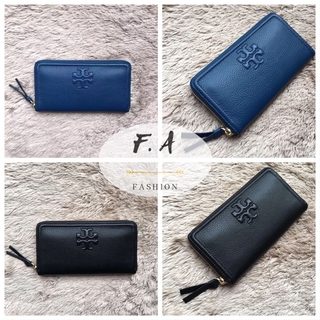 F.A (ของแท้ 100%) Tory Burch 181 กระเป๋าสตางค์สุภาพสตรี / ฮาร์ดแวร์ YKK / ซิป / คลิปยาว / หนังวัว / กระเป๋าสตางค์มือ