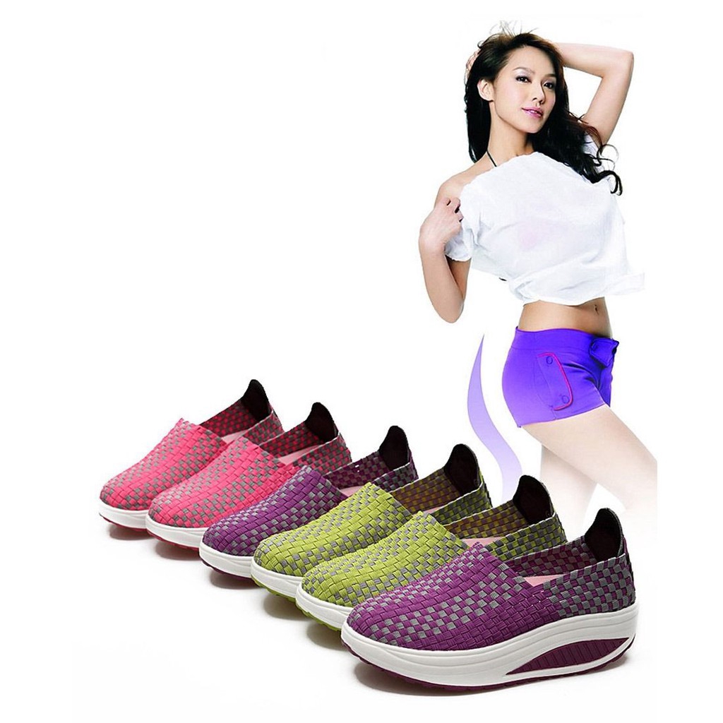 Women's shoes fashion breathable woven rocking shoes sponge cake casual sports platform shoes single