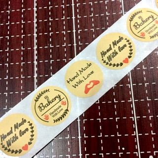 แบ่งขาย 30 ดวง 3 ลาย สติ๊กเกอร์ ซีล แฮนด์เมด เบเกอรี่ กระดาษ คราฟท์ craft sticker seal handmade Bakery