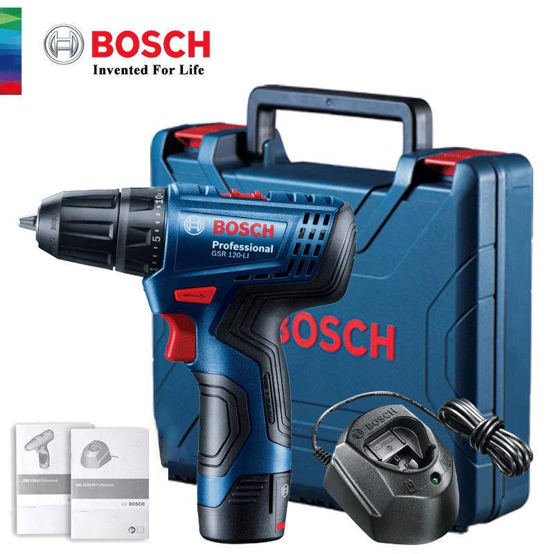 Bosch สว่านไฟฟ้า GSR 120-LI 12V ชาร์จไร้สาย สว่านไฟฟ้า มัลติฟังก์ชั่น บ้าน DIY ไขควง