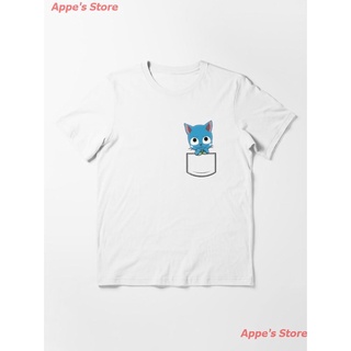 Appes Store แฟรี่เทล เสื้อยืดอนิเมะ Happy In A Pocket Essential T-Shirt เสื้อยืดพิมพ์ลาย เสื้อยืดคู่รัก