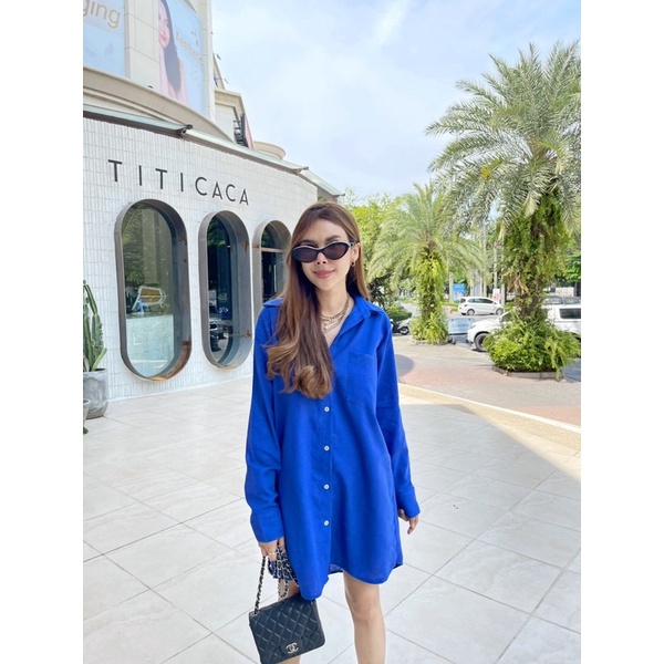 [เหลือ 210.- เก็บโค้ดหน้าร้าน] Dress shirt Rawii style เดรสเชิ้ตทรง Oversize หน้าสั้นหลังยาว ผ้าคอตต