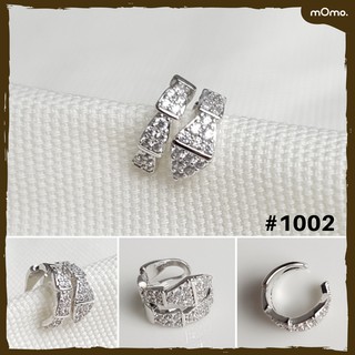 1002 Earcuff ต่างหูเกี่ยวเกาหลี ชุบทองคำขาว เพชรแท้ cz งานสวยมาก เนี๊ยบสุดๆเทียบเท่างานแบรนด์