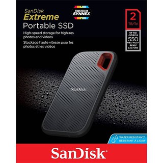 SanDisk EXTREME PORTABLE SSD 2TB ความเร็วอ่าน 550MB/s เขียน 500MB/s (SDSSDE60-2T00-G25#) เอสเอสดี ฮาร์ดดิสก์พกพา Synnex