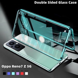 เคสโทรศัพท์มือถือกระจกนิรภัย แบบแข็ง สองด้าน 360 องศา สําหรับ Oppo Reno7 Z 7Z 7 Pro SE 7Pro 7SE Reno 6 5 Reno6 Reno5 Reno4 4G 5G