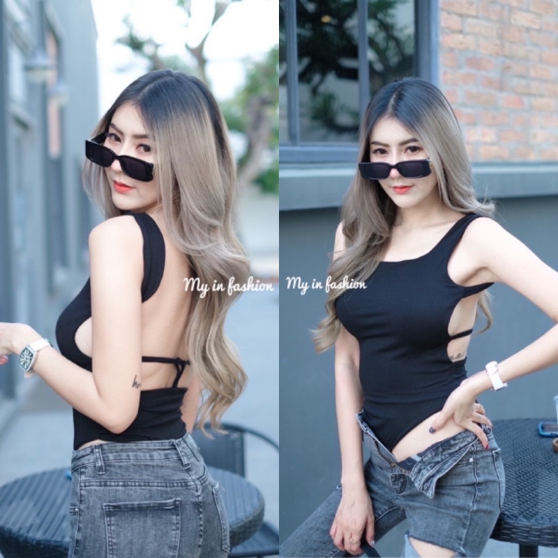 mnv_shopพร้อมส่ง บอดี้สูทเว้าหลัง ดีเทลแบบเก๋ๆสายผูกหลังจ้า ผ้านิ่มใส่สบายไม่บางค่า ใส่แล้วเข้ารูปเป๊ะปังสุดๆงานนี้