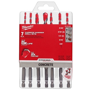 ชุดดอกสว่าน Milwaukee 7pc. SHOCKWAVE™ Carbide Hammer Drill Bit Kit