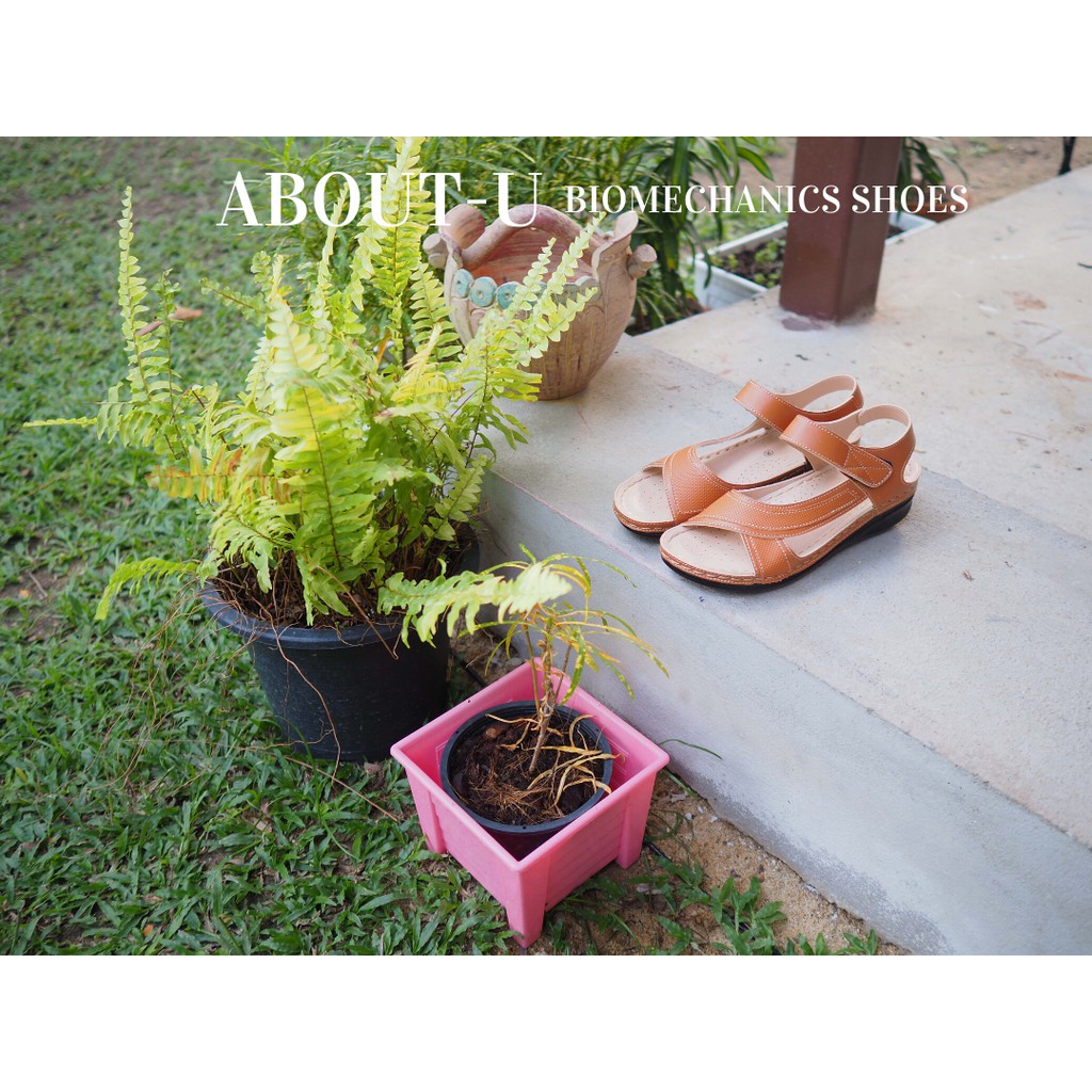 ABOUT-U รองเท้าเพื่อสุขภาพผู้หญิง รัดส้น ใส่สบาย น้ำหนักเบา เย็บรอบ ใช้ทน กันน้ำ กันลื่น รุ่นรัดส้น