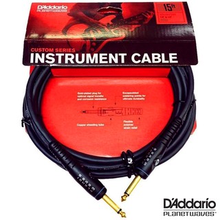 DAddario® PW-G-15 สายแจ็คกีตาร์ 4.5 เมตร ฉนวน 2 ชั้น หัวแจ็คชุบทอง (Custom Series Instrument Cable)