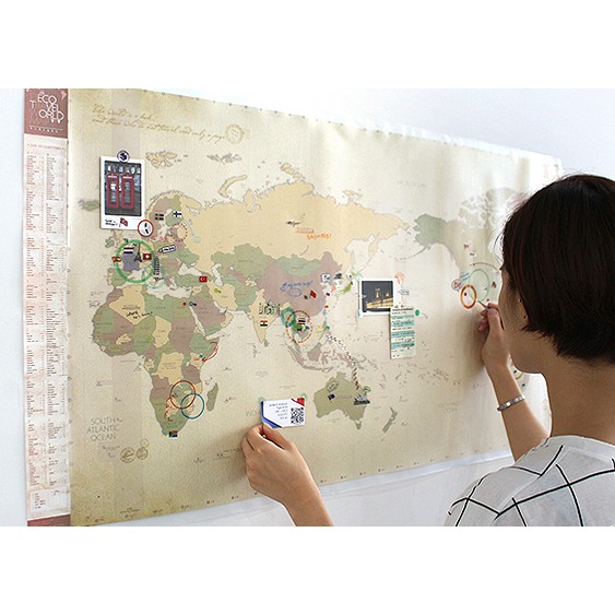 Decor Travel World Map แผนที่โลก ตกแต่งห้องพร้อมสติ๊กเกอร์ Indigo แผนที่