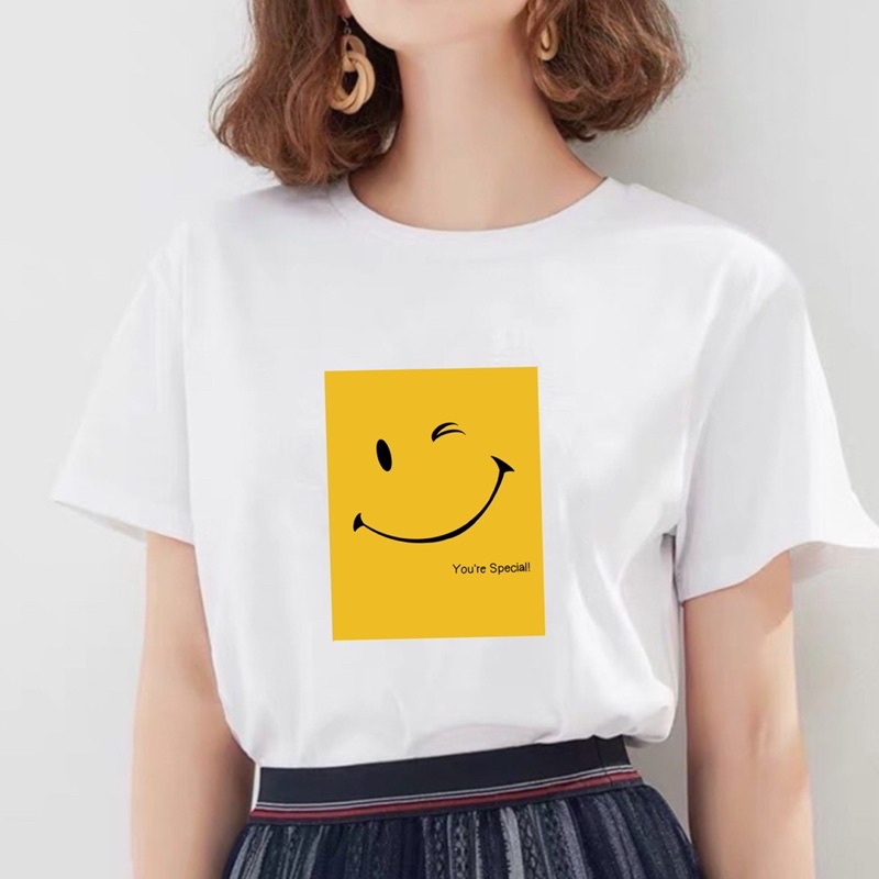 เสื้อยืดสกีนลาย ยิ้ม