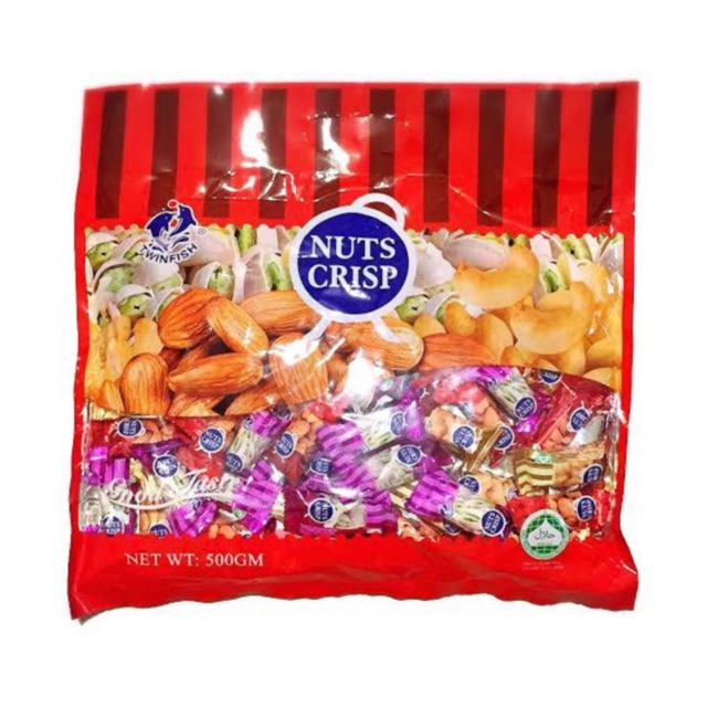 🌈Nuts Crisp 500g ขนมถั่ว ตุ๊บตั๊บ ขนมถั่วอัดแท่ง ยี่ห้อ TWINFIS