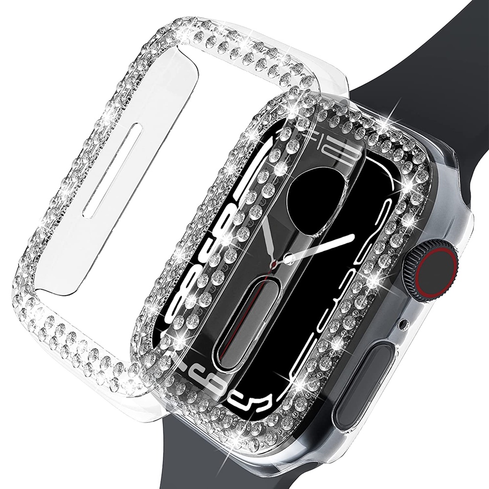 เคสนาฬิกาข้อมือ ประดับเพชร อุปกรณ์เสริม สําหรับ Apple watch 7 41 มม. 45 มม. 44 มม. 40 มม. 42 มม. 38 มม. iWatch series 3 4 5 6 se