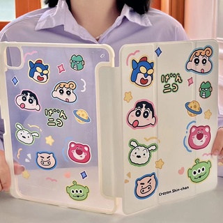 เครยอนชินจัง cute แผ่นหลังอะครีลิ เคส for iPad 10.2 Gen8 9 2021 เคสไอแพด2020 Air4 5 10.9 11pro Case for ใส่ปากกาไดAir1 2