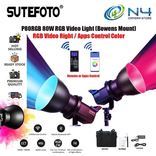 Sutefoto ไฟเอฟเฟควิดีโอ LED RGB P80 2800K-10000K Bowens Mount CRI96 TLCI 95+ สําหรับถ่ายรูป วิดีโอ Vblog