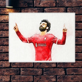 โปสเตอร์ ผ้าแคนวาส Mohamed Salah (2) Liverpool โมฮาเหม็ด ซาลาห์ นักเตะ ลิเวอร์พูล ภาพวาด ศิลปะ นักบอล นักฟุตบอล