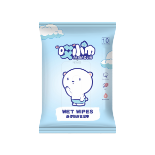 AI XIAO JIN Baby wipes ทิชชู่เปียก 10 แผ่น ไร้สารเคมี อ่อนโยนสำหรับเด็กและสตรี พกง่าย ใช้สะดวก เช็ดสะอาด พาสบาย