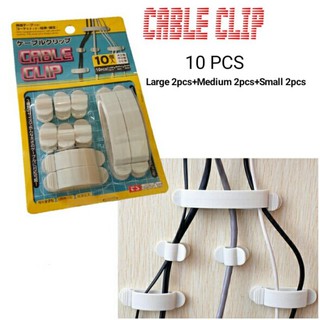 Cable clipคลิบยึดสายไฟ10ชิ้นคลิบจัดระเบียบสายไฟ