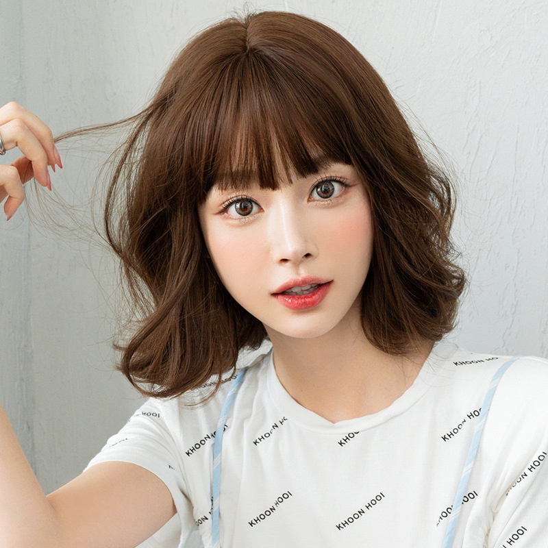 WIGS วิกผมหญิงผมสั้น D-131 Pear ดอกไม้หัวขี้เกียจไหล่ยาว คลุมกระดูกไหปลาร้า เต็มหมวก สไตล์ใหม่ Influencer