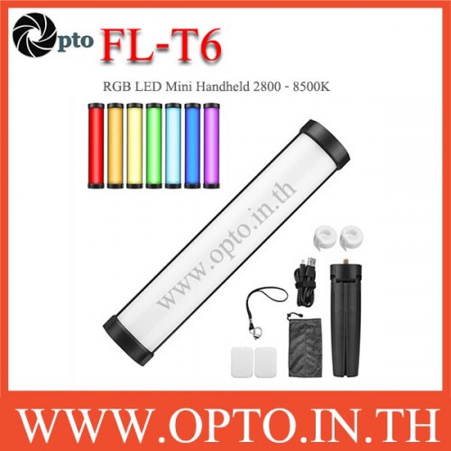 FL-T6 FLASHOOT RGB LED Mini Handheld การถ่ายภาพ Light 2800K-8500K สำหรับสตรีมสดวิดีโอ LED Video Ligh