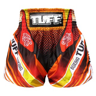 TUFF มวยไทย กางเกงมวยไทย สีแดง ลายเสือ TUFF Muay Thai Boxing Shorts Red With Double Tiger