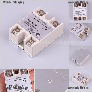 {WonderfulBuying} รีเลย์โซลิดสเตท SSR-25DD 25A AC ควบคุม DC 3-32VDC เป็น 5-60VDC SSR 25AA