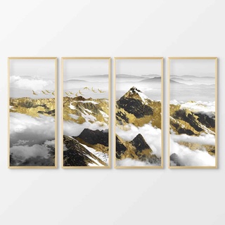 SB Design Square รูปพร้อมกรอบ DoseArt รุ่น Greater Gold 40x80 cm/ชิ้น (43x83 cm รวมกรอบ) SET 4 PCS. (172x83 ซม.)