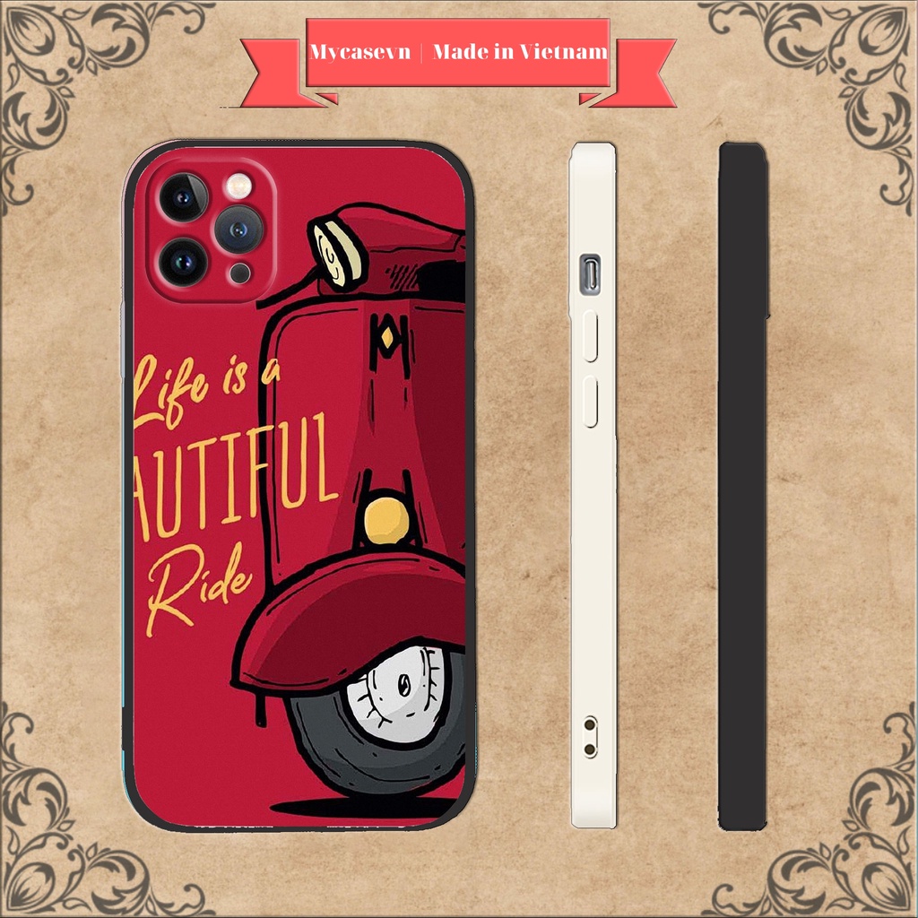 Mycasevn สีแดง vespa สี่เหลี่ยม IP กรณี Iphone 6 6s 7 7s 8 SE X XR XS 11 12 13 Plus Pro Promax LRT22