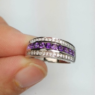 แหวนเงินแท้ 925 พลอยแอเมทิสต์ Amethyst  น้ำหนัก 1.36 กะรัต สวยไฟดีค่ะ