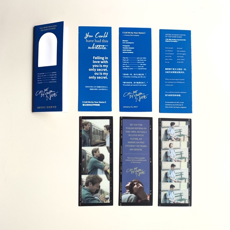 เซ็ตที่คั่นหนังสือ Bookmark แบบฟิล์ม(เนื้อแข็ง) ลายจากหนังดัง อาทิ Call me by your name / Lalaland /