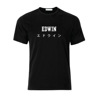 [COD]เสื้อยืด ผ้าฝ้าย พิมพ์ลาย EDWIN Baju Hitam Putih Bossku TEXT Jepun สําหรับผู้ชายS-5XL