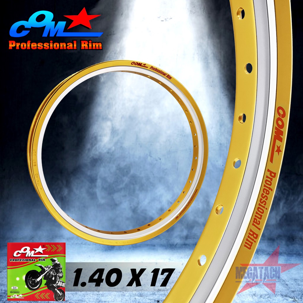 ล้อ COM AKRONT 1.40 X 17 ทูโทน จำนวน 1 วง ล้อคอม อาก้อน ทอง-เงิน ขนาด 1.40 ขอบ 17 ของแท้ การันตีของแ