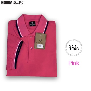 เสื้อโปโลชาย เสื้อคอปกชาย แขนสั้น แบบคลีบ POLO ผ้าCOTTON (สีชมพู)