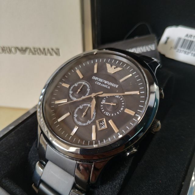 ของแท้✓✓นาฬิกาข้อมือแบรนด์หรู Emporio Armani AR1451 Black Ceramica Watch มือสอง