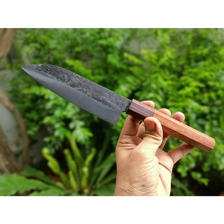 มีดเชฟ มีดเชฟญี่ปุ่น Chef knife 6” Santoku มีดครัว มีดแล่ มีดทำปลา มีดแคมป์ ใบ 6” ตีร้อนชุบแข็ง ด้ามไม้ประดู่ต่อพะยูง