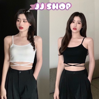 JJ shop💜 พร้อมส่ง เสื้อสายเดี่ยว ไหมพรมดีเทลสายผูกเอวใส่ปแล้วปังมาก "CC-33"