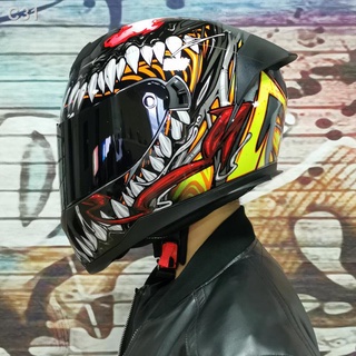 △✧Venom helmet JIEKAI ไฟฟ้ารถหมวกกันน็อกชายและหญิง profiled หัวสีเทาหมวกกันน็อกเต็มรูปแบบ anti-fog four seasons การแข่งข